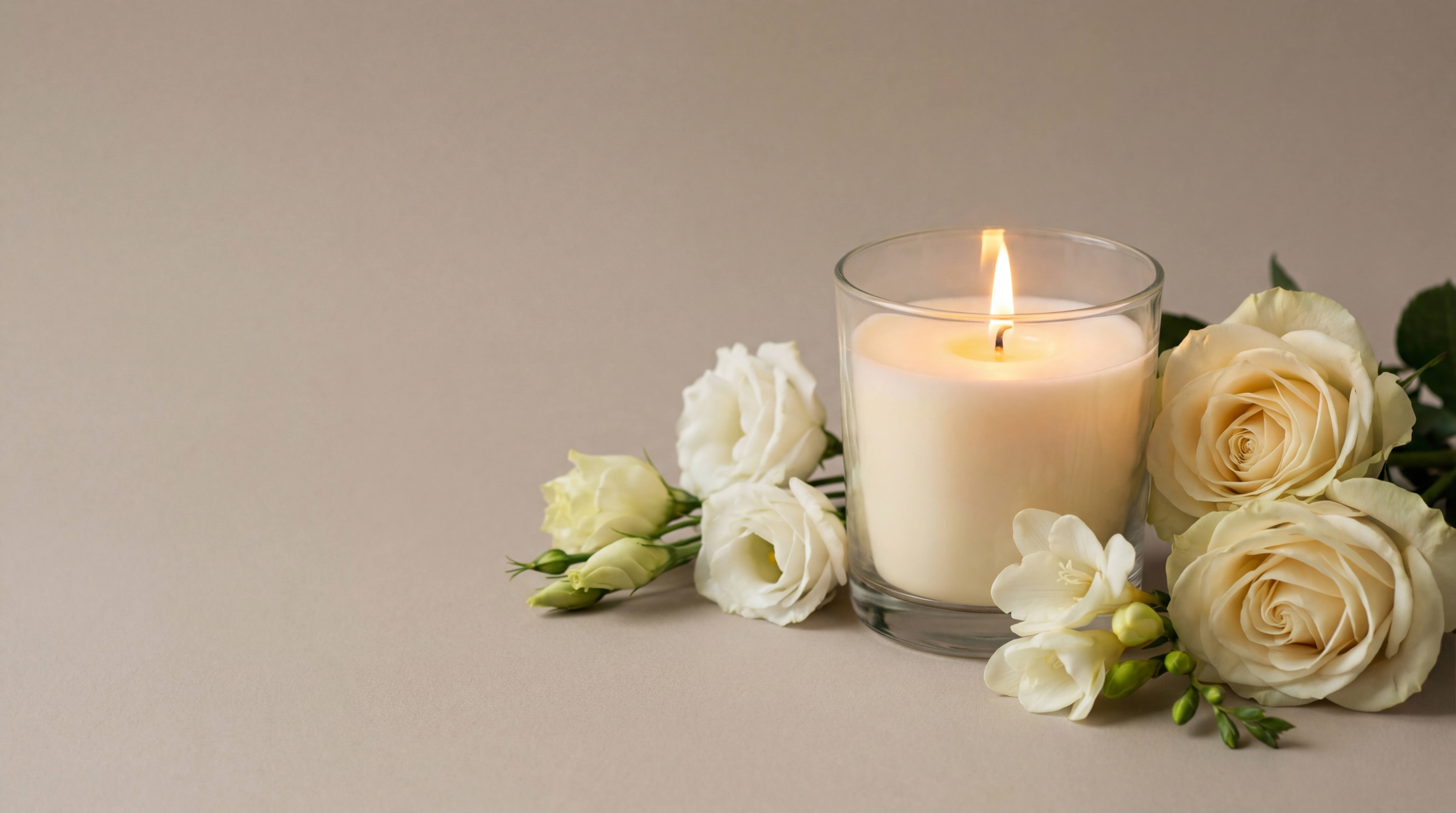 Свеча и цветы